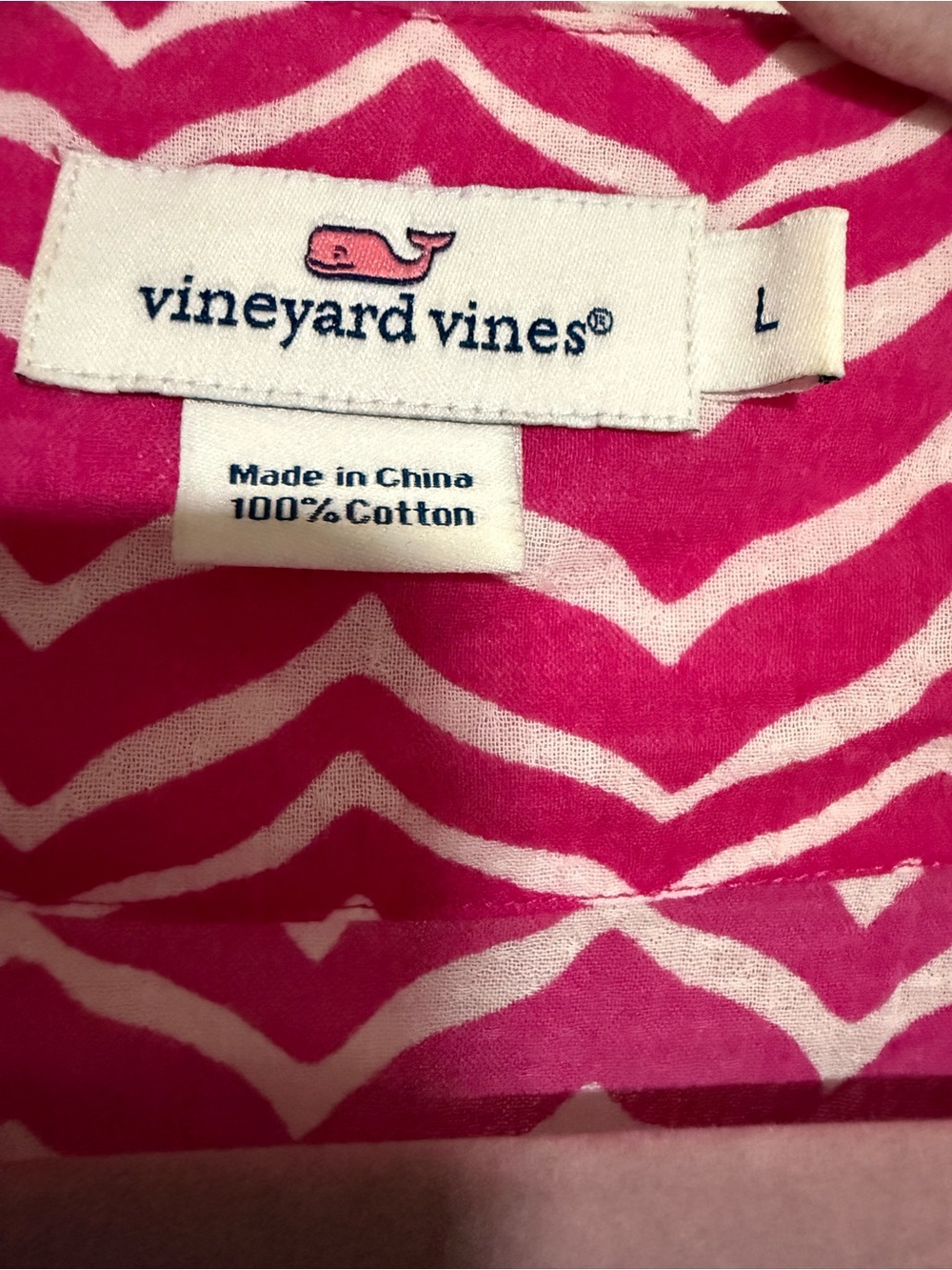 Vineyard Vines 100% Cotton Pink and White Chevron Tunic Shift Dress Size Large - Picture 5 of 5